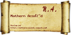 Mathern Acsád névjegykártya
